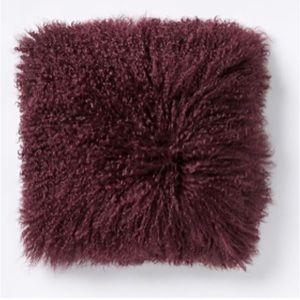 Mongolian Lamb Pillow Cover. West Elm, Currant, 16 X 16